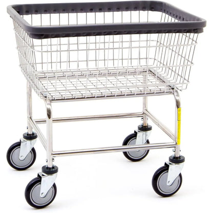 Heavy-Duty 2.5 Bushel Steel Laundry Cart with Chrome Finish for Commercial Use