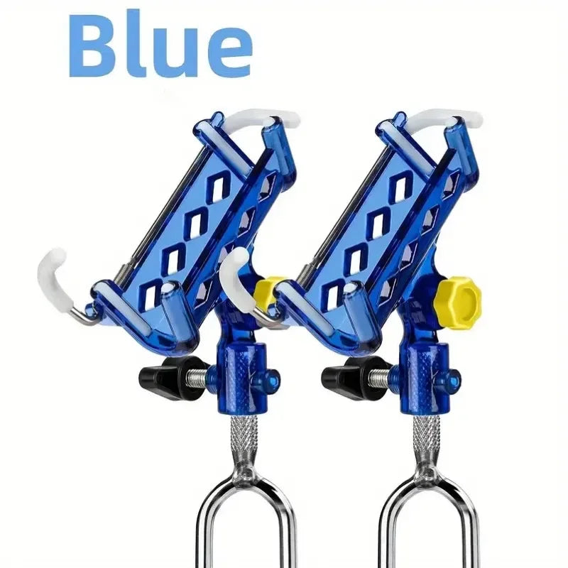 2-piece stainless steel fishing rod holder, 360° adjustable one-touch lock, reinforced nylon tip and tapered drill rod self-lock