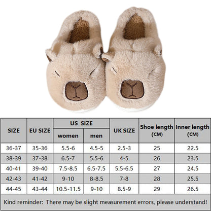 Capybara Cotton Slippers Women Men Winter Thermal Slippers Cute Cartoon Animals Shoes Home Indoor Non Slip Soft Plush Slippers