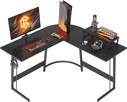 Large Corner Desk for Home Office, 47 Inch L-Shaped Computer Desk with Ample Monitor Stand Space