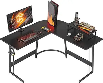 Large Corner Desk for Home Office, 47 Inch L-Shaped Computer Desk with Ample Monitor Stand Space