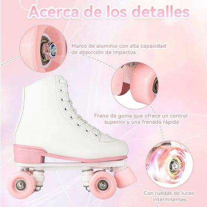 Roller Skates Shoes Adult Outdoor Sneakers Size 35-40 PU Leather Roller Skates Skating Shoes Training 4 Wheels Quad Sneakers
