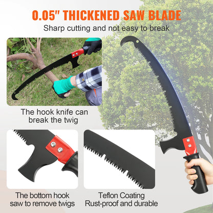 SucceBuy Manual Pole Saw Extendable Tree Pruner Sharp Steel Blade for Branches Trimming with Lightweight Aluminum Alloy Handle