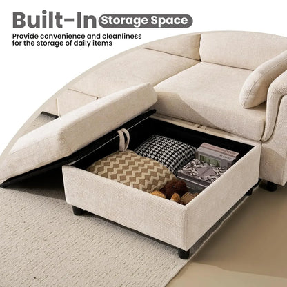 132'' Oversized Modular Sectional Sofa, U Shaped Comfy Sectional Couch with Large Storage, 6 Seat Chenille Deep, Customized