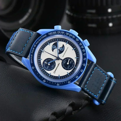 2025 Men's Moon Phase Quartz Chronograph Watch - 6-Hand Celestial Dial, Waterproof Luminous, Gift Box, Hot Sale Free Shipping