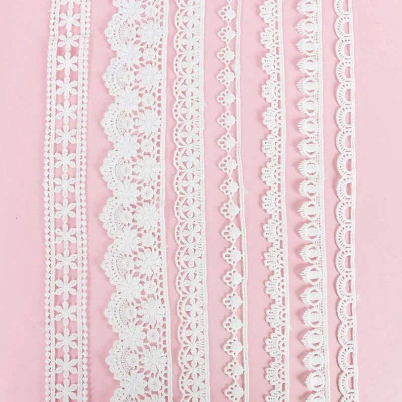 5Yard/rol White Lace Ribbon Tape Fabric Wedding Decoration Gift Wrapping Embroidered Lace Trim DIY Clothes Sewing Craft Supplies