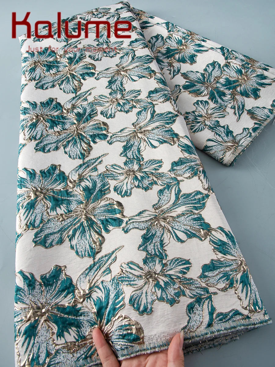 Kalume Lace Luxury African Tulle Brocade Lace Fabric High Quality French Gilding Lace Fabric For Sew Cloth Diy Party Dress F4063