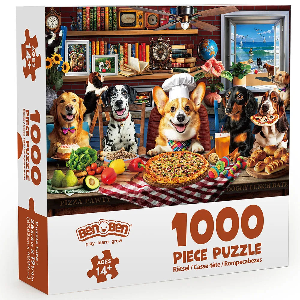1000 Pieces Jigsaw Puzzles for Adults, Dog Puzzle w/ Letters on Back, Funny Animal Puzzle, Christmas Birthday Gifts, Home Decor