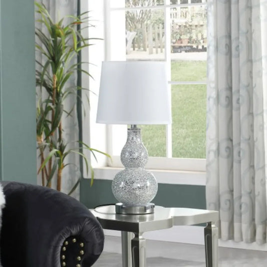 LED ceramic table lamp modern bedside table lamp suitable for bedroom and living room with fabric lampshade