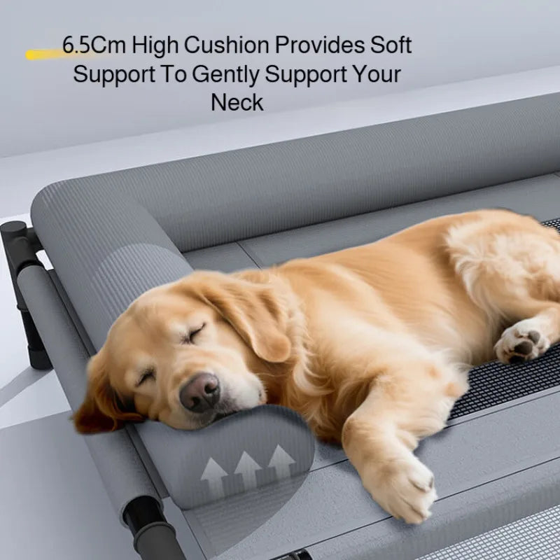 Medium and Large Cat Dog Off-the-ground Pet Bed Winter Removable and Washable Breathable Mesh Pet Bed Moisture-proof with Pillow