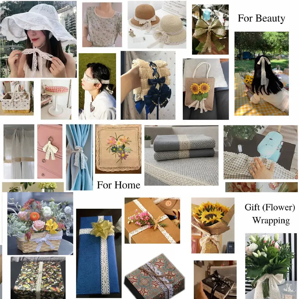 5 Meters White Black Lace Ribbon Assorted Pattern Trims for Gift Wrapping Christmas Wedding Decorations DIY Crafts Sewing Supply