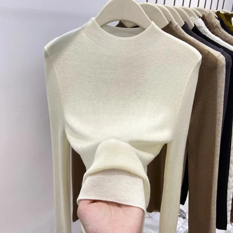 AOSSVIAO Autumn Winter 2025 Women New Turtleneck Sweater Female Slim Fit Warm Pullovers Ladies Solid Color Soft Knitted Tops