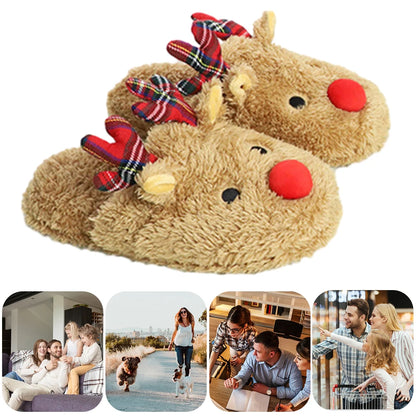 Christmas Reindeer Slippers House Flat Floor Soft Slides Winter Slippers Slip-On Slippers Women Men Breathable Bedroom Slippers