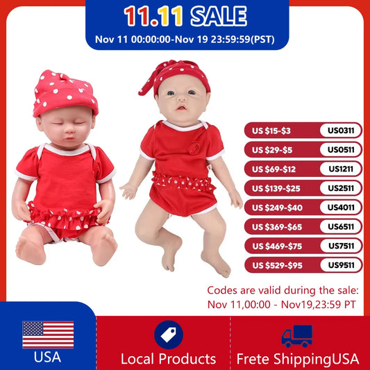 IVITA Authentic 100% Silicone Painted Reborn Baby Dolls Shipped from USA Warehouse Realistic Baby Dolls for Kids Christmas Toys