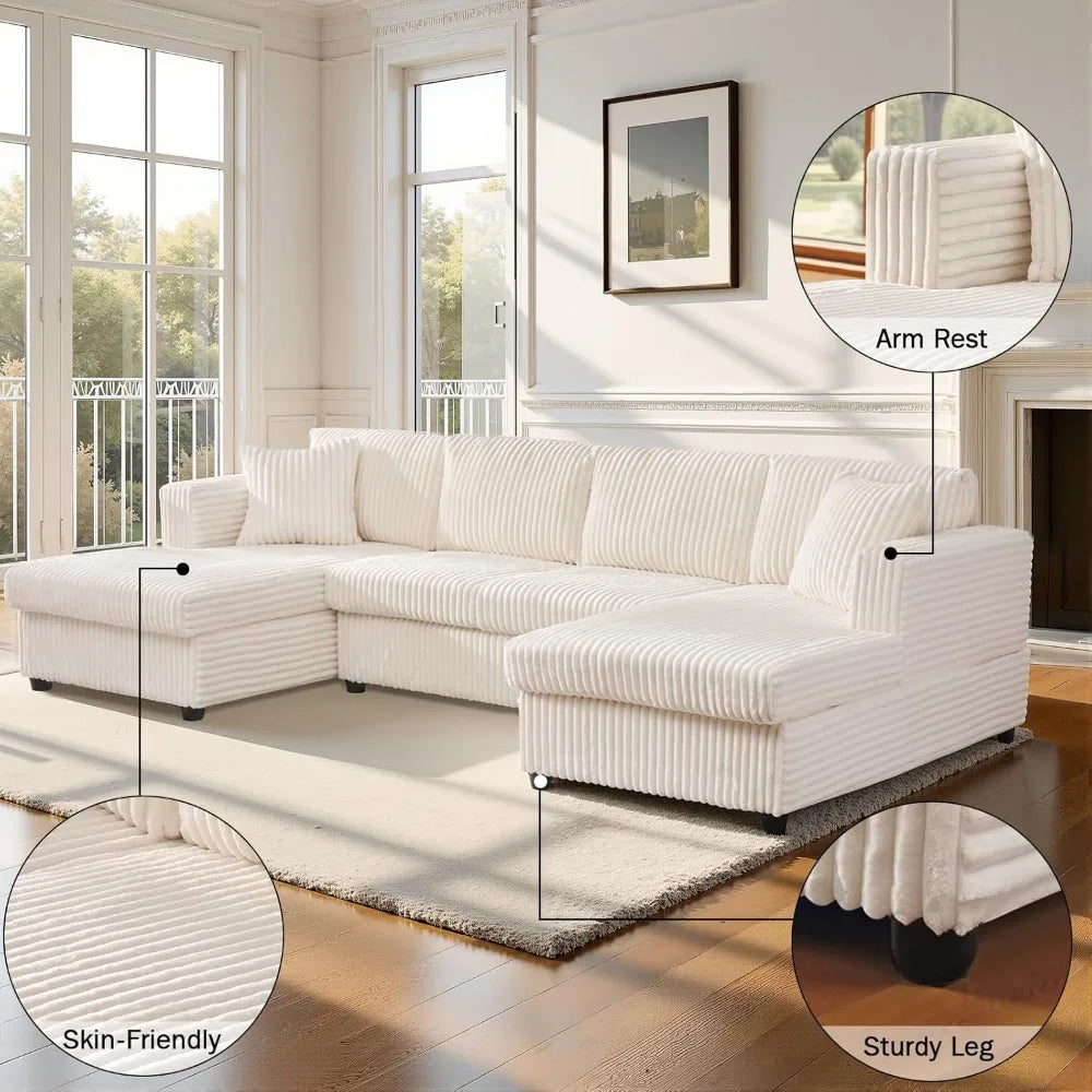 123" U-Shaped Sectional Sofa: Two L-Shape Chaise | 2 Cloud Couch Sectional with Two Pillows | Couches for Living Room,Customized