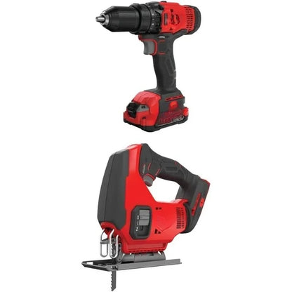 V20 Cordless Drill & Jig Saw Combo Kit, 2-Tool Set with Brushless Motor, Compact & Powerful