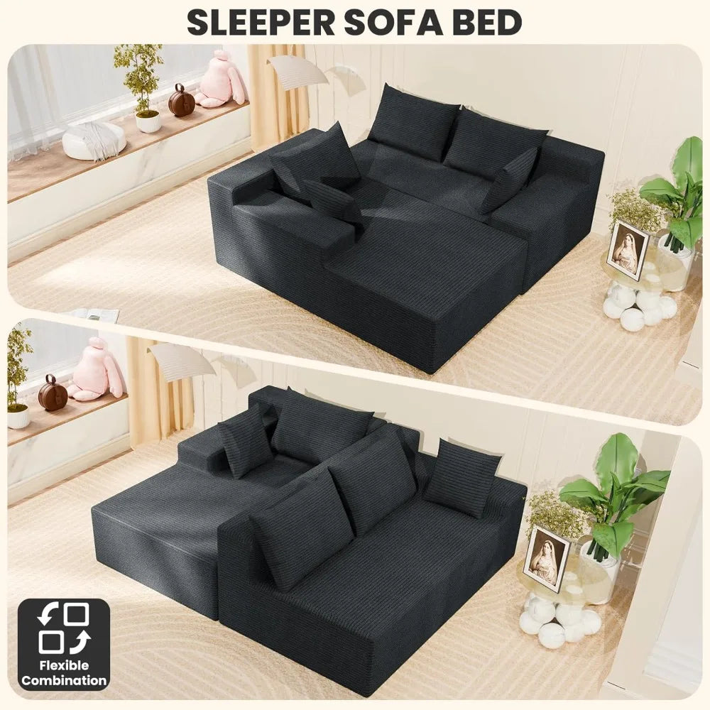 107" Modular L-Shape Sofa with Chaise, Deep Seat Cloud Couch, No Assembly Required for Living Room Bedroom (Dark Grey)