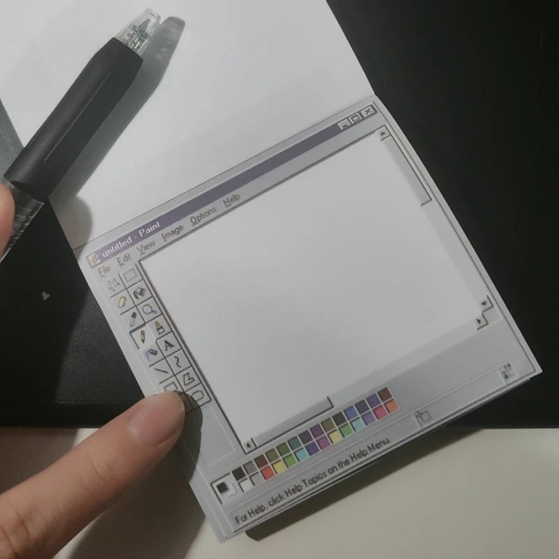 50Pages/book Retro Computer Drawing Tool Pattern Sticky Note Pad，DIY Self-Adhesive Memo，Student Office Message Paper Notepad