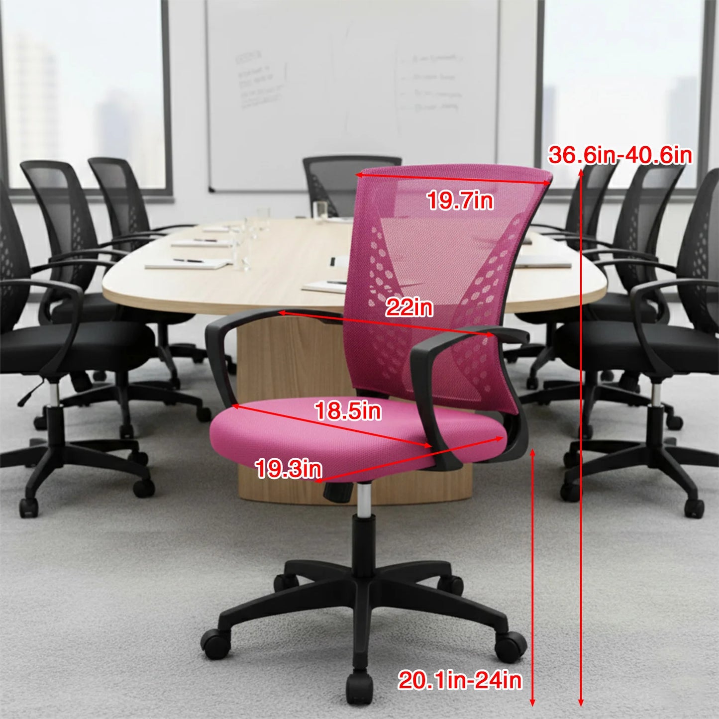 Office Chair Mesh Chair Ergonomic Computer Desk Chair Mid Back Swivel Lumbar Support with Armrest