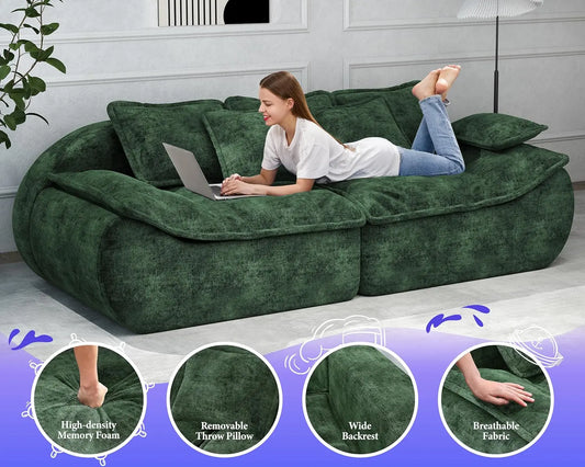 Sofa Couches 3-Seater Modular Sectional Sofa, 89''Comfy Loveseat with Throw, Deep Seat Small Sofa for Small Space, Customized
