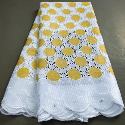 Wholesale Cotton Nigerian Embroidered Dry Lace Fabric 2025 High Quality African Lace Fabric 5 Yards Weeding Dress for Women Sew