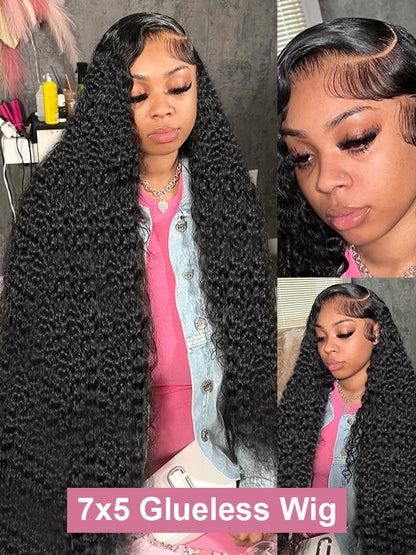 30 40 Inch Water Wave Curly 7x5 13x4 Glueless Wig Human Hair 13x6 HD Lace Frontal Wig Pre Cut Wear Go Deep Wave Front Wig 300%