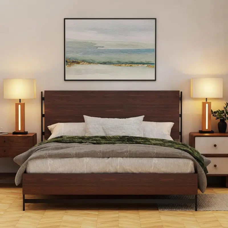 A Set Of Two Table Lamps  Modern Adjustable Light Bedside Lamps With LED Sleep Light Farm-style Square Wood-grain Bedside Lamps