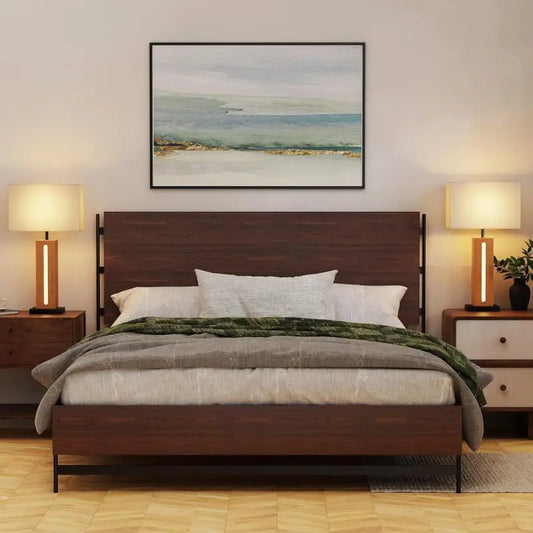 A Set Of Two Table Lamps  Modern Adjustable Light Bedside Lamps With LED Sleep Light Farm-style Square Wood-grain Bedside Lamps