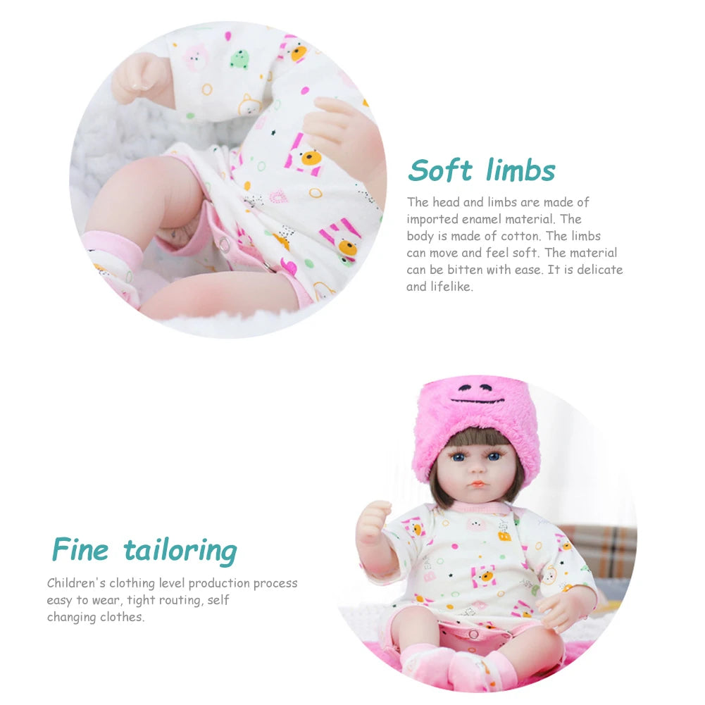 42CM Baby Reborn Doll Toys For Girls Sleeping Accompany Doll Realistic Lifelike Soft Toddler Bebe Reborn Birthday Present Gifts