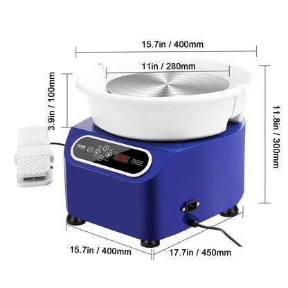 SucceBuy Pottery Wheel 11 inch Pottery Forming 450W Electric Wheel for Pottery Direct Drive Ceramic Wheel for DIY Art Craft Blue