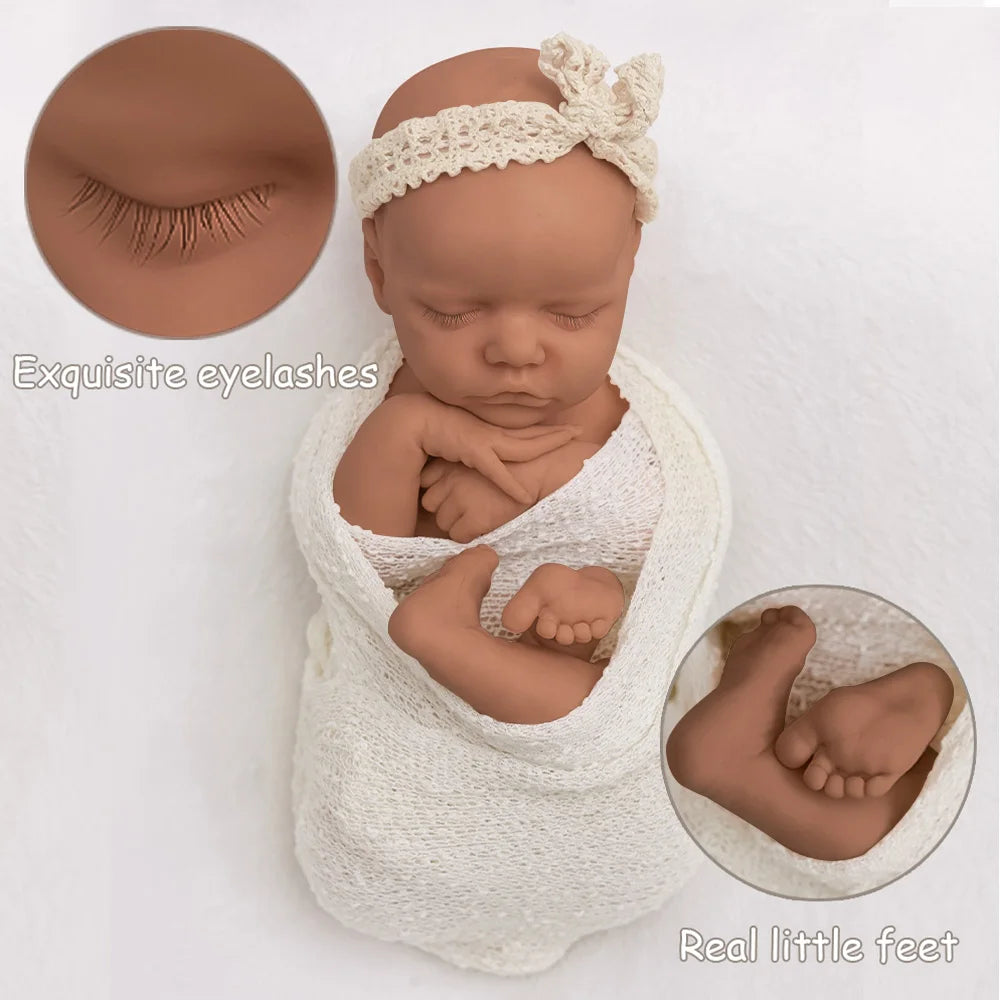 18.11 inch 2.8kg full body soft silicone baby girl reincarnation doll with real touch and mouth opening capability