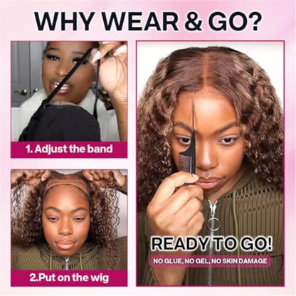 4/27 Ombre Highlight Lace Front Wig Human Hair Pre Plucked 250% Density Honey Blonde Wear and Go Glueless Wig 5X5 Glueless Wig