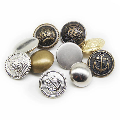 10pcs/lot 15/18/20/23/25mm vintage copper metal buttons garment overcoat sewing accessories buttons for clothing crafts DIY