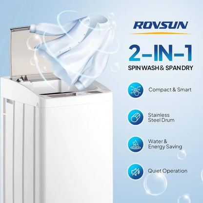 ROVSUN 17.8LBS Portable Washing Machine, Full-Automatic Electric Laundry Machine with Stainless Steel Drum