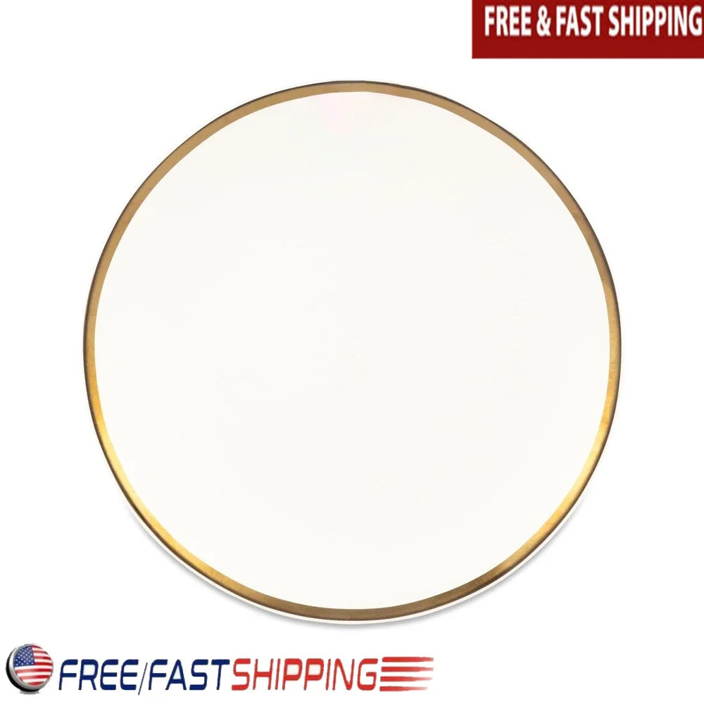 Stylish Stoneware Salad Plate with Gold Rim Round Ceramic Plate Appetizers Desserts Durable Dishwasher Safe Elegant Dining Use