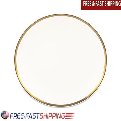 Stylish Stoneware Salad Plate with Gold Rim Round Ceramic Plate Appetizers Desserts Durable Dishwasher Safe Elegant Dining Use