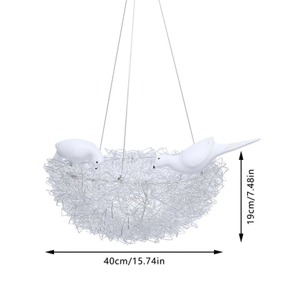 5 Light Woven Nest Chandelier Light Contemporary Metal Pendant Lamp with Bird Accents Creative LED Hanging Ceiling Light Fixtur