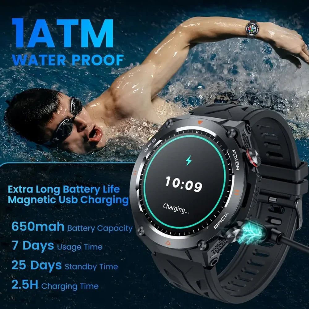 SENBONO New GPS Smart Watch 1.45” HD  Display Built-in GPS Bluetooth Phone Call 1ATM Waterpro Military Sports Smartwatch for Men