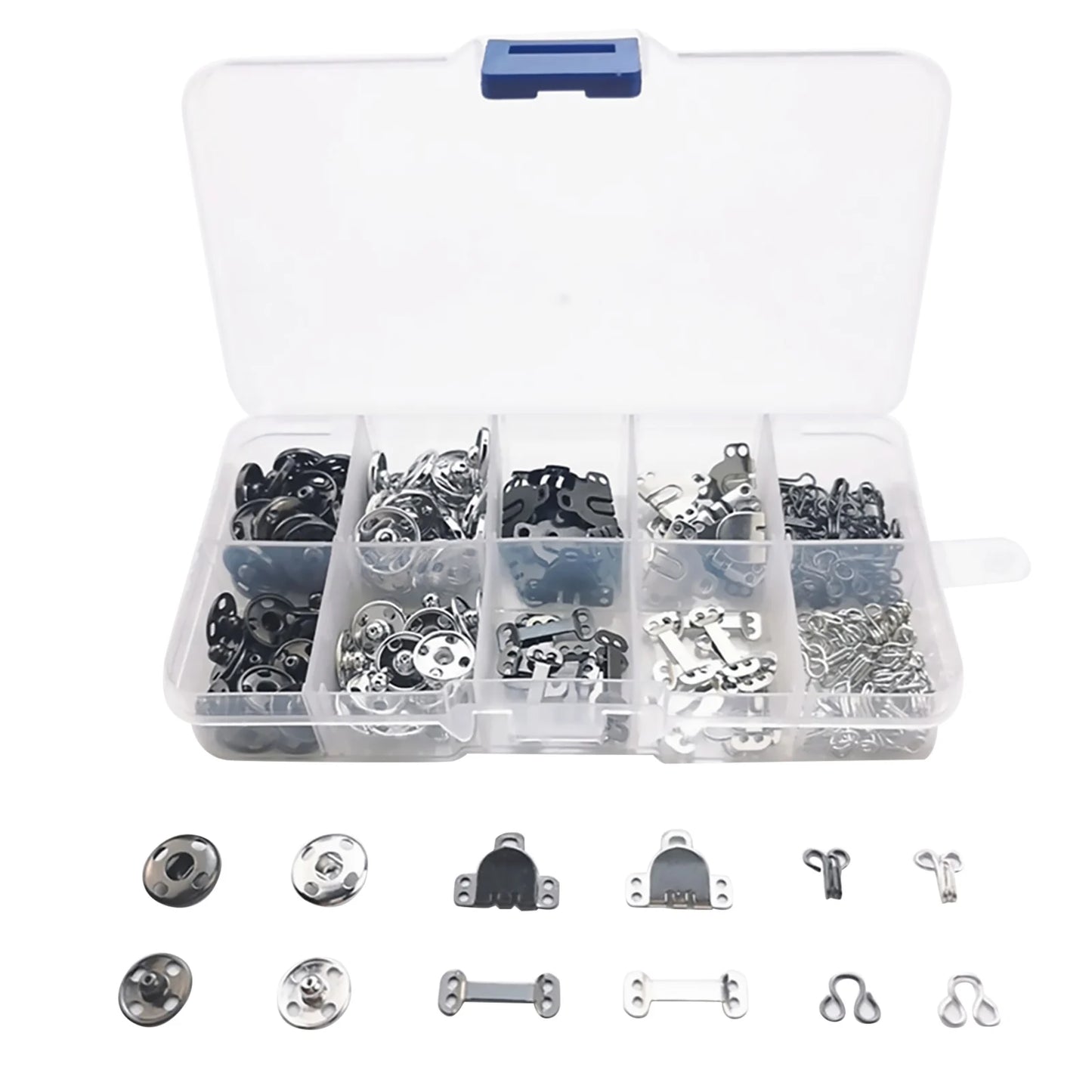 100Pair/Box 3 Styles Sewing Hook and Eye Snap Buttons Clothing Button Sewing DIY Tool Closure Clothing Fixing Tool