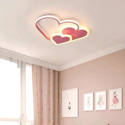 Ceiling Light with Remote Control – Pink Heart Design, Energy-Saving LED, Eye Protection, for Bedroom, Living Room, and Weddings