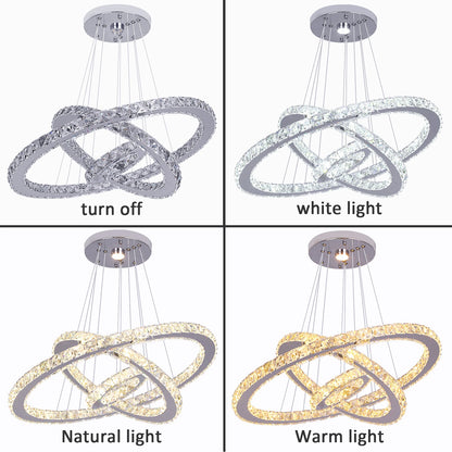 Crystal Ceiling Chandelier 3 Rings Hanging Chandelier In The Living Room Home Decoration Luxury Kitchen Light Led Lighting