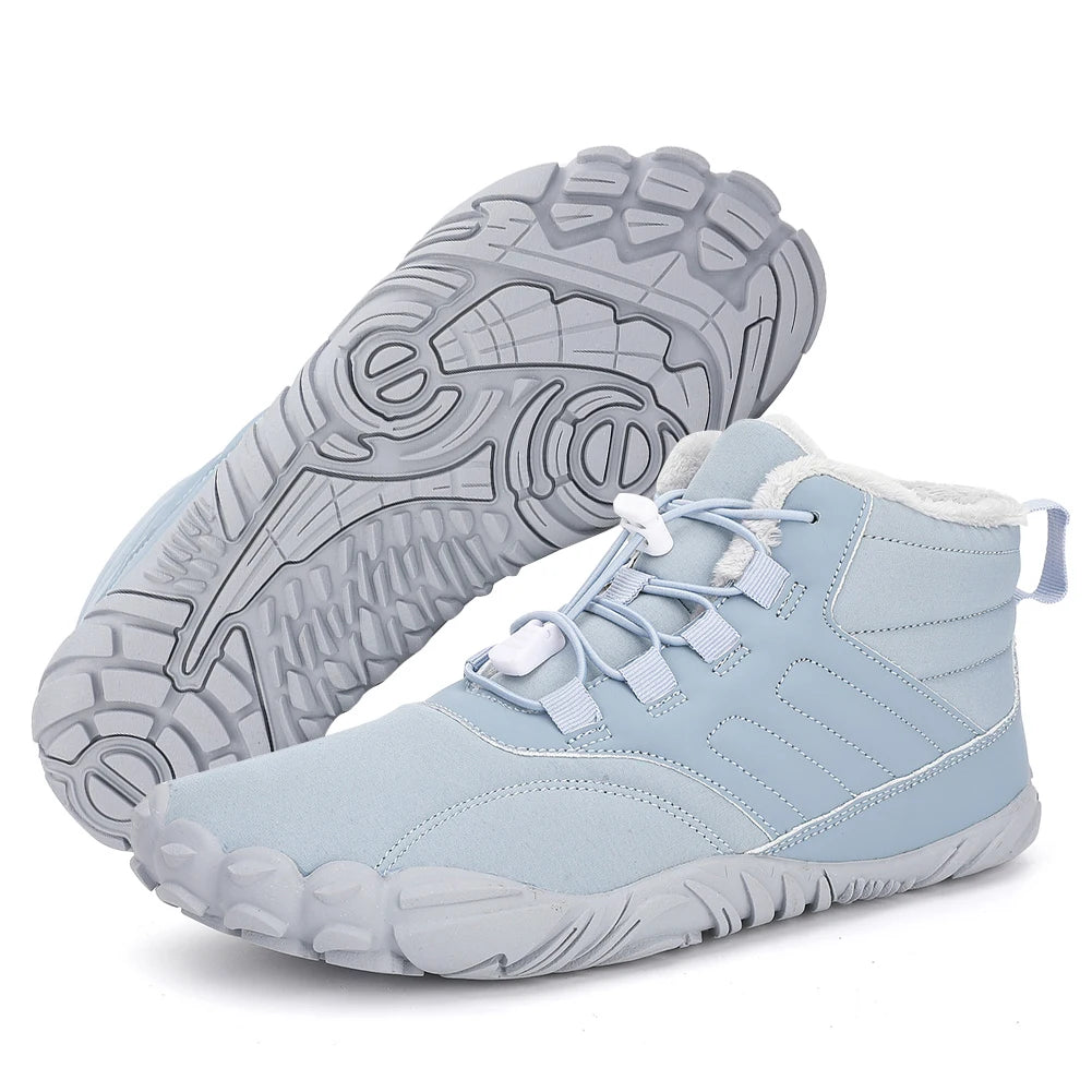 Winter Warm Running Barefoot Shoes WomenMen Rubber High Ankle Boots Waterproof Non-Slip Breathable for Outdoor Trekking Climbing