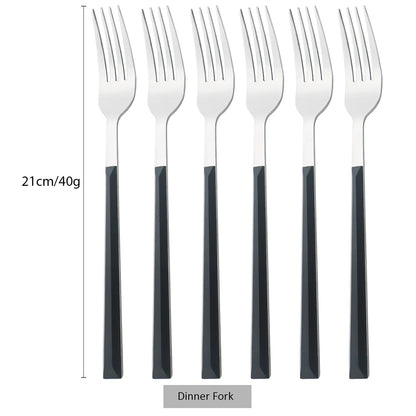6/24pcs Wooden Handle Cutlery Set Brown Silver Dinnerware Set Stainless Steel Forks Spoons Knife Tableware Kitchen Flatware Set