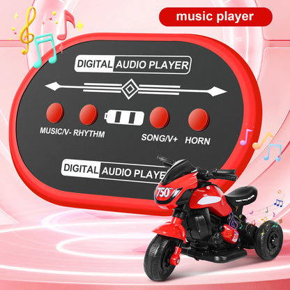 Kids Electric Tricycle Front Headlight Kids Motorcycle Ride-on Car Toy 3-Wheel Battery Powered Motorbike for Kids 1-6 Years Old