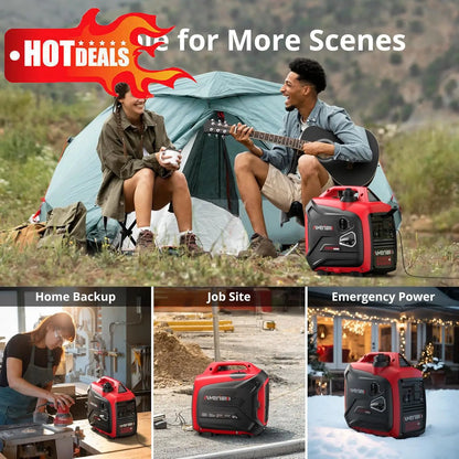EPA Compliant 2025 Version，2500-Watt Gas Powered Portable Inverter Generator, CO Sensor, Super Quiet for Home Backup