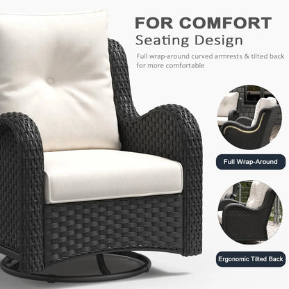 10 Pieces Outdoor Patio Furniture Set with Fire Pit Table, Rattan Wicker Sectional Swivel Rocker Chairs Sets with, Customized