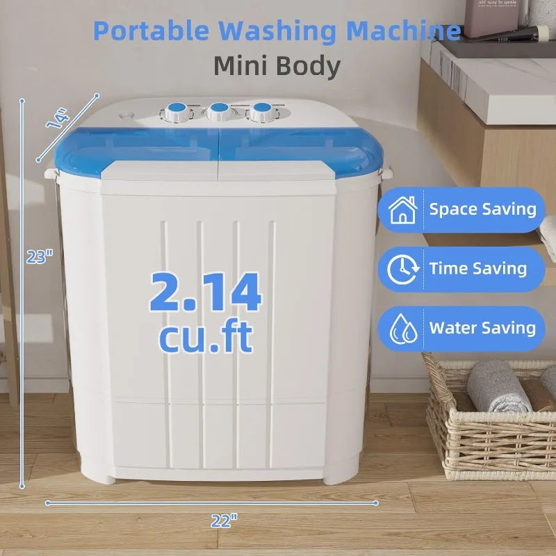 VCJ Portable Washing Machine, Twin Tub Washing Machine Laundry Compact Washer spinner Combo with 14lbs capacity