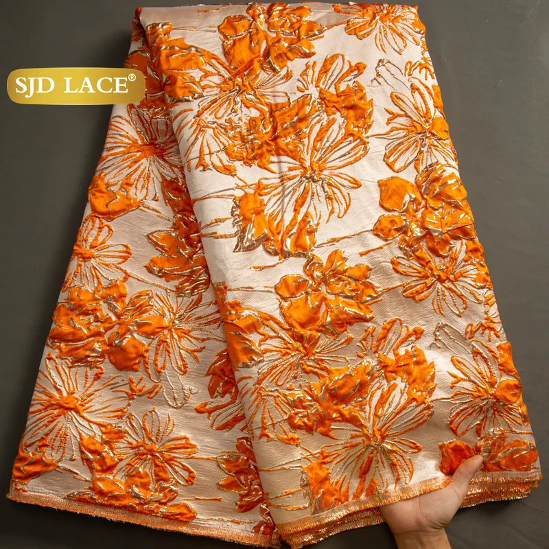 SJD LACA African Brocade Lace Fabrics 2025 High Quality Tulle Damask Nigerian Jacquard French Lace For Sewing Women Dresses 3830