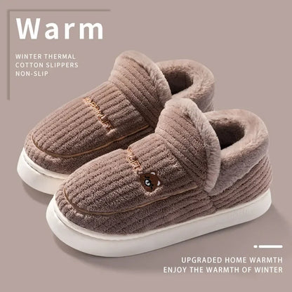 Cotton slippers for women in winter 2023, new couple's indoor home insulation, anti slip plush bag, cotton shoes for women, plus