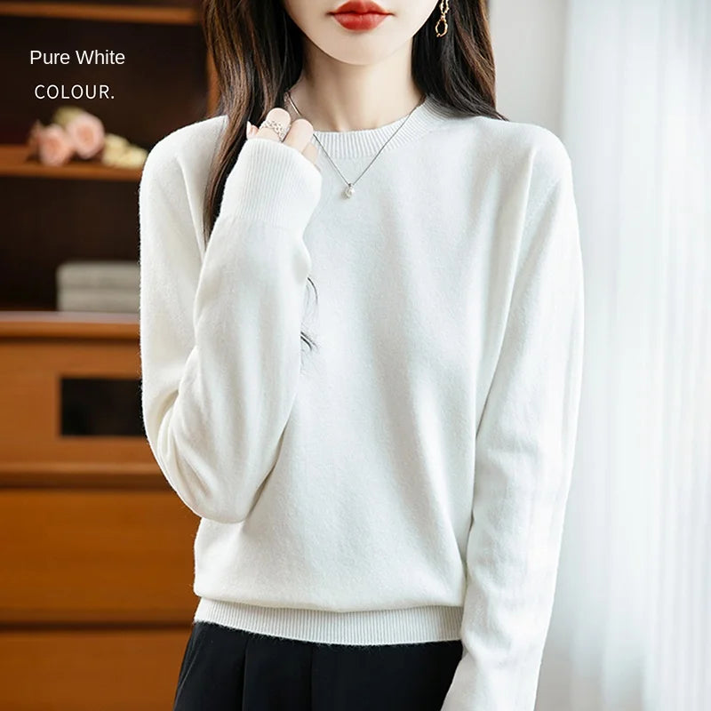 Women 22 colors weater O-neck Autumn Winter Basic 100% Andy velvet Warm Casual Pulls Jumpers Korean FashionSpring Knitwear 2025